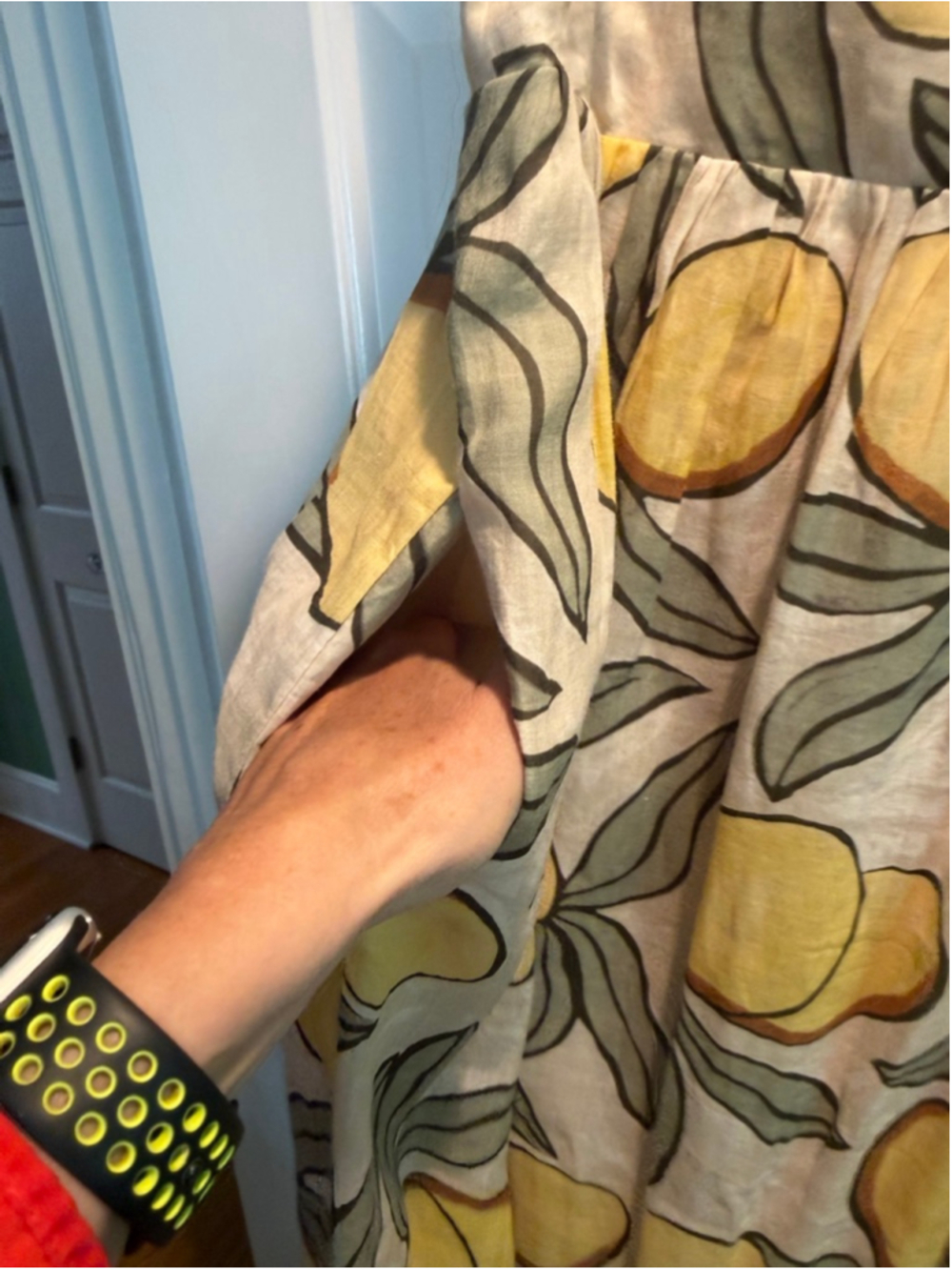 Women's Rebecca Taylor Lemon Tree Long Puff Waist Maxi Dress 4 Beige Yellow - Picture 6 of 14